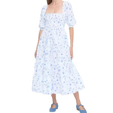Women's Hill House Nesli Nap Blue Botanical Dress White Blue Floral  Small  