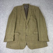 Samuel Windsor Blazer Mens UK 44L Green Check Windowpane Tweed Wool Sport Jacket