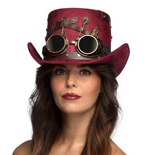 Hut Keypunk &ndash; Steampunk Zylinder mit Brille & antiken Details