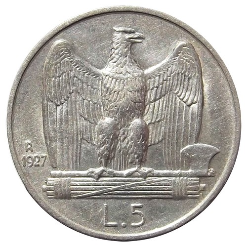 Italien 5 Lire Münze 1927 - Italy, Vittorio Emanuele III - 0,835 Silber - KM 67