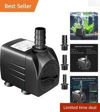 550GPH Submersible Water Pump with 7.2ft Lift  3 Nozzles for Aquatic Life