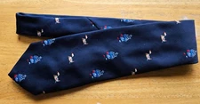Vintage Strawbridge & Clothier Blue  Men's Tie Tall ships and Row Boats Pattern