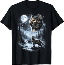 Tortoiseshell Cat Howling at Moon 90s Retro T...