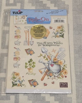 Vintage Tulip Rub On Transfers Weeds To Wildflowers Set Of 3 - New