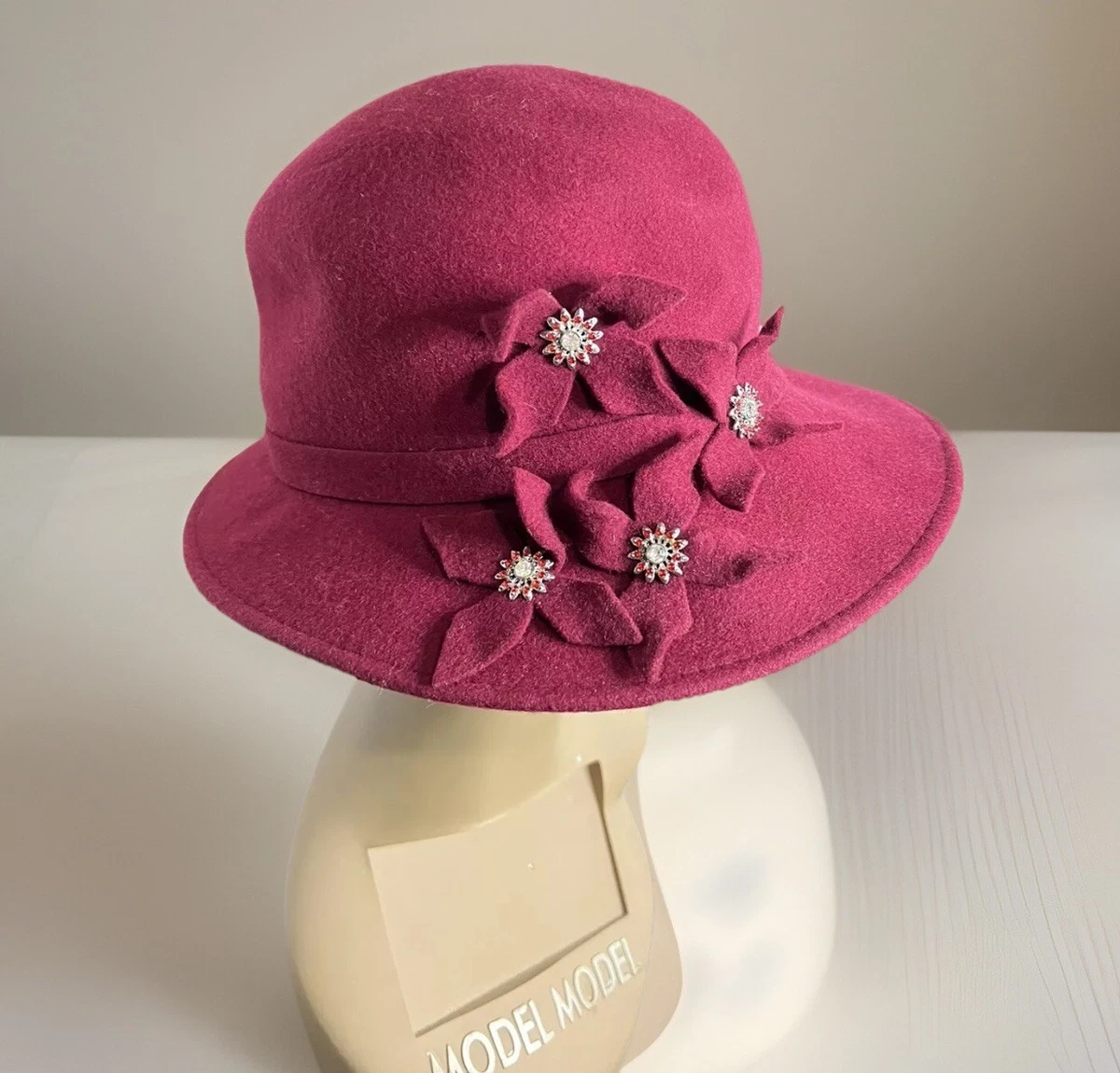 Vintage Betmar New‎ York Women\'s 100% Wool Retro Cloche Brim Bow Hat Red OS Betmar Red Hats for Women for sale | eBay main image 3