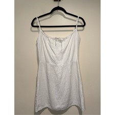 Reformation ivory 100% Linen Spaghetti Strap Mini Dress Size 8