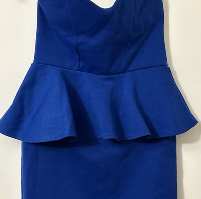 Strapless Peplum Blue Dress Size 8 Boohoo Mini