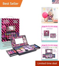 Washable Kids Makeup Set with Brushes & Mirror - Perfect for Creative Play