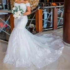 Elegant Mermaid Wedding Dresses Off Shoulder Lace Applique Princess Bridal Gowns