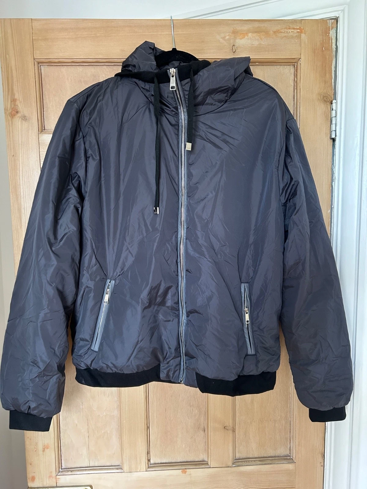 Forte London slim fit waterproof bomber style jacket with hood Khaki