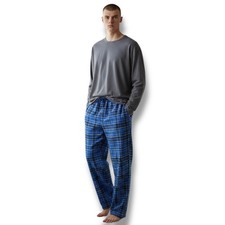 NWT Club Room Flannel Pajama Pants Men Size Small S Blue Plaid Lounge Sleepwear