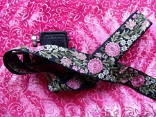 Indian Sari Pink and White Flower On Black Silk Ribbon Trim BTY