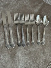 Vintage Rogers Co. DREAM ROSE ROSE BUD Stainless Flatware Lot Of 8 Fork Spoon