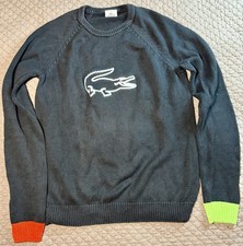 Lacoste Men's Black Knit Pullover Sweater Crew Neck Crocodile Logo Men  s Medium