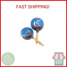 8" Hand Made Genuine Mexican Real Wooden Maracas Pack of 2  Blue 