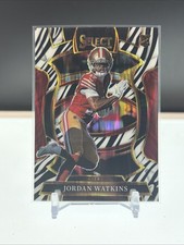 2025 Panini Select - Concourse Jordan Watkins #18 Zebra Prizm (RC) Niners