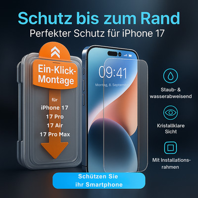iPhone 17/16/15 Panzerfolie Blickschutz Schutzglas Displayfolie 1er/2er Pack