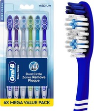 Oral-B Medium Dual Clean Toothbrush, 6 Count Pack Manual Value Bulk New