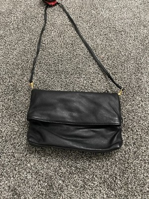 Carlos D santi Black Leather Shoulder Bag With Mirror