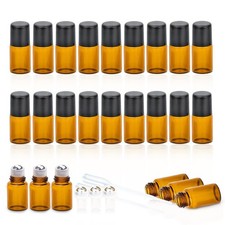 2ML Roller Bottles for Essential Oils, 24Pack Glass Roll on Bottles Brown