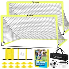 Kids Soccer Goals for Backyard Set of 2, 6x4 ft Portable Pop Up Goal Training
