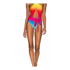 Pilyq Swim, multicolor halter one piece, NWOT, Size Large