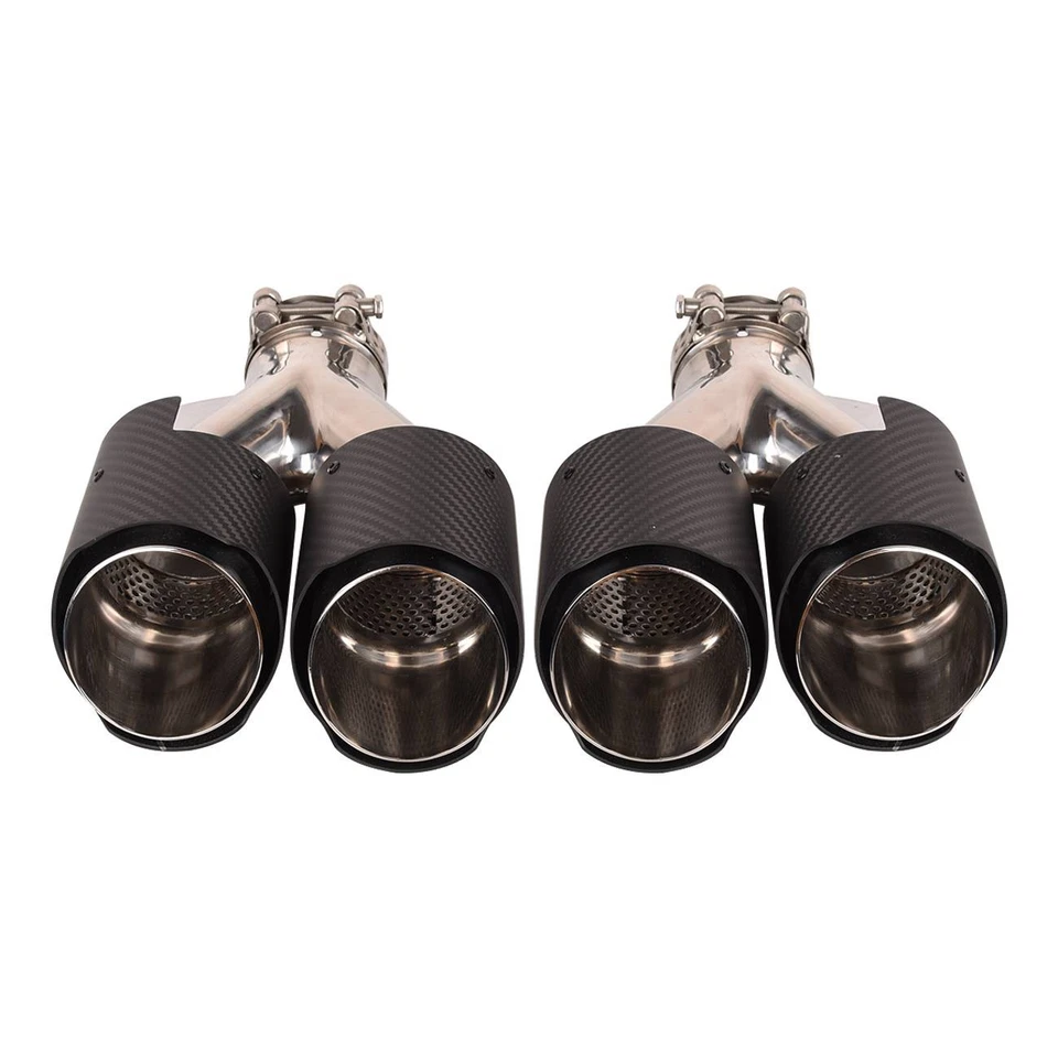63mm Entrada 89mm Salida Universal Doble Tubo de Escape Trasero Silenciador Punta Fibra de Carbono Foto 3 de 4