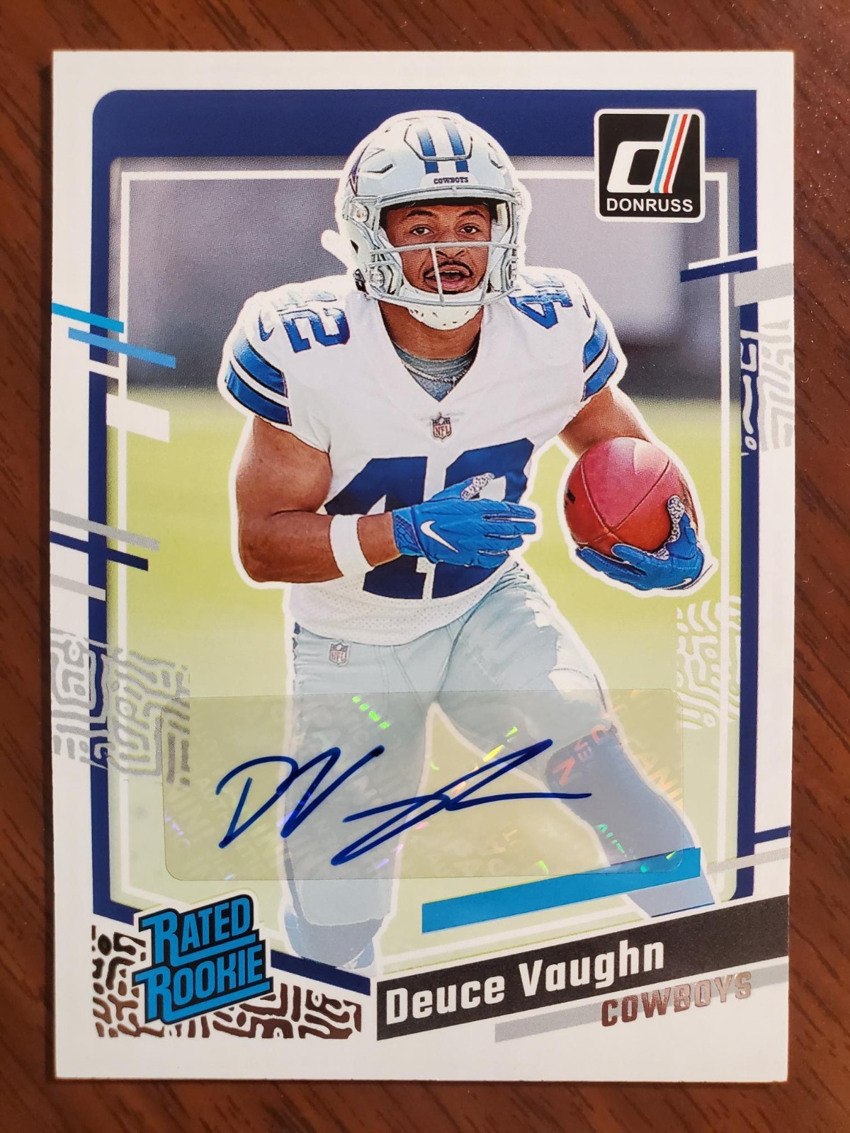 2023 Panini Donruss Deuce Vaughn #324 Rated Rookie Autograph, Dallas Cowboys