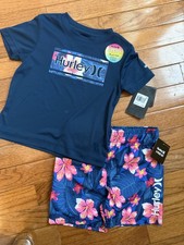 Hurley Toddler Boys 2 Piece Swim Wear; Trunks And Shirt 2T NWT