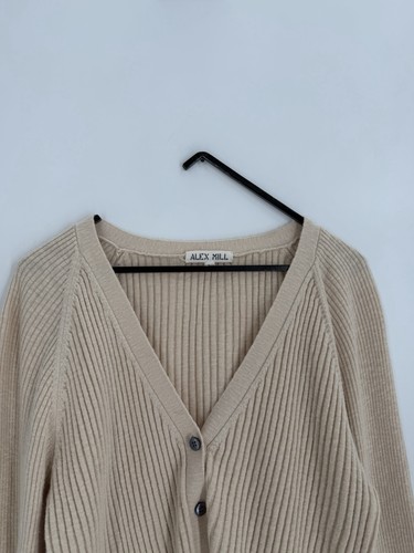 Alex Mill Finney Linen Blend Ribbed Knit Cardigan Size Large
