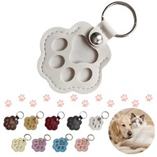 Pet Memorial Keychain, Cute Leather Paw Keyring for Bag, Cat  Dog Hair Keepsake