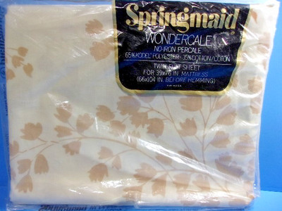 Vintage Springmaid  Twin Flat Sheet Floral Flower Butterflies Retro 1970's NOS