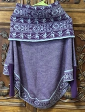 Purple And Gray Knit Sweater Shawl Shrug Cowl Neck One Size Fits Most