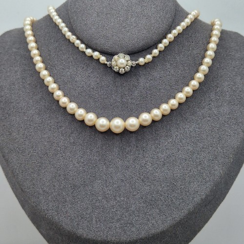 Collier Ancien Vintage Perles Et Strass Ciro SCP - Fermoir En Argent 925, Vers 1950