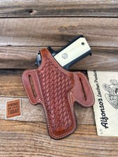 Alfonsos Brown Basket Leather Suede Lined Holster for Colt 45 1911 Commander LFT