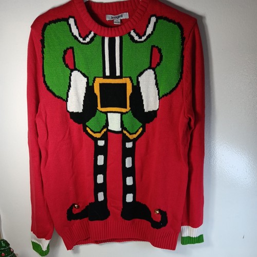 Ugly Christmas Sweater Elf Costume Knit Pullover Lg. Holiday Novelty Sweater