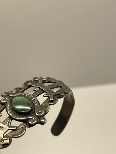Vintage Navajo Turquoise Sterling Silver Native Cuff 15g BEAUTIFUL - Imagen 14 de 16
