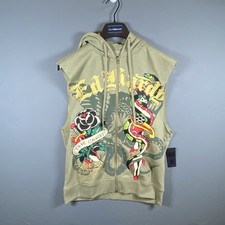Ed Hardy Jacket Vest Size Small Full Zip Sleeveless Dagger Tattoo Snake Hoodie