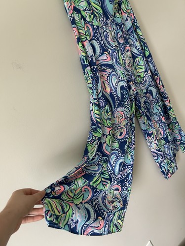 Lilly Pulitzer Marnee Wide Leg Jumpsuit In Hanging With Fronds Size 00 Preppy - Picture 4 of 13