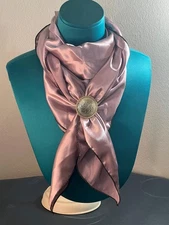 NEW Hand Made Wild Rag Scarf Mauve W/Blk Stich 36" X 36" Western Cowgirl/Cowboy