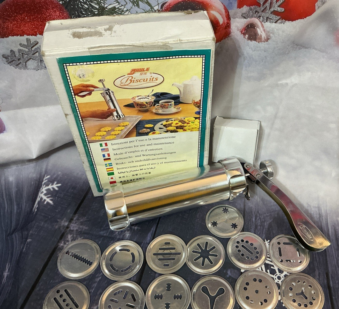 New Shule Biscuits Stainless Steel Spritz Cookie Press Dough Pastry & Discs