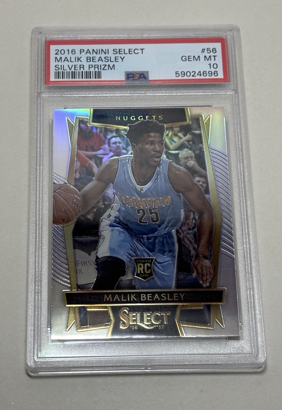 2016 Panini Select Malik Beasley 56 Rookie Silver Prizm PSA 10 GEM MINT