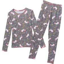 Cuddl Duds Warm Layers Girls Space Unicorn Comfort Long Sleeve Crew  Leggings