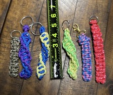Multicolor Paracord Keychains Lot Of 6 Multi Weaves  Lengths