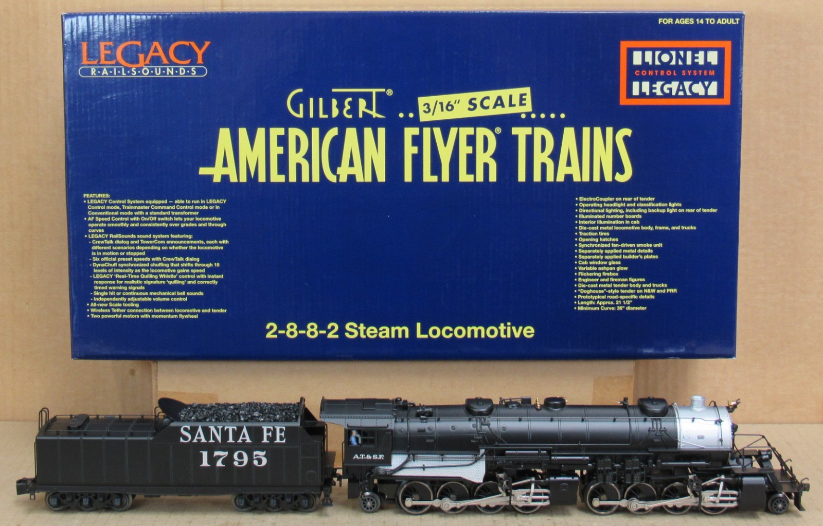 American Flyer 48178 Santa Fe 2-8-8-2 Y3 Steam Engine w/Legacy S-Gauge LNIB
