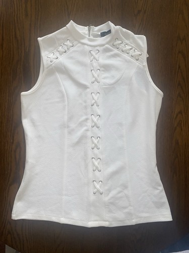 Ashley Stewart Größe 12 weiße Bluse, neu mit Etikett, formell, Business, Reißverschluss hinten, strukturiert - Bild 1 von 5