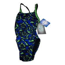 DOLFIN LADIES SIZE 26 RELIANCE BLUE GREEN ION TRAINING SWIMSUIT Sz 26 NEW NWT