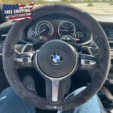 Black Alcantara Hand-stitched Suede Steering Wheel Cover For Bmw F30 F80 F82 M3 Black Alcantara Hand-stitched Suede Steering Wheel Cover For Bmw F30 F80 F82 M3