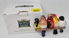 Songbirds On Branch Glass Ornament Noble Gems Christmas 5 Birds On Branch