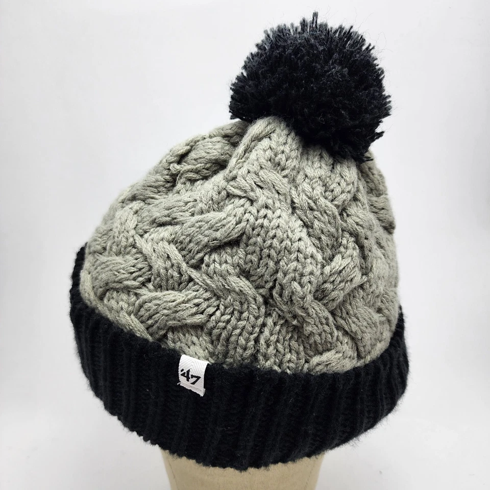 Las Vegas Raiders NFL '47 Pom Ball Negro Gris Tejido Sombrero Gorra Adulto Gorro Para Mujer Foto 4 de 4